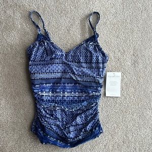 Garnet Hill ruched surplice tankini top